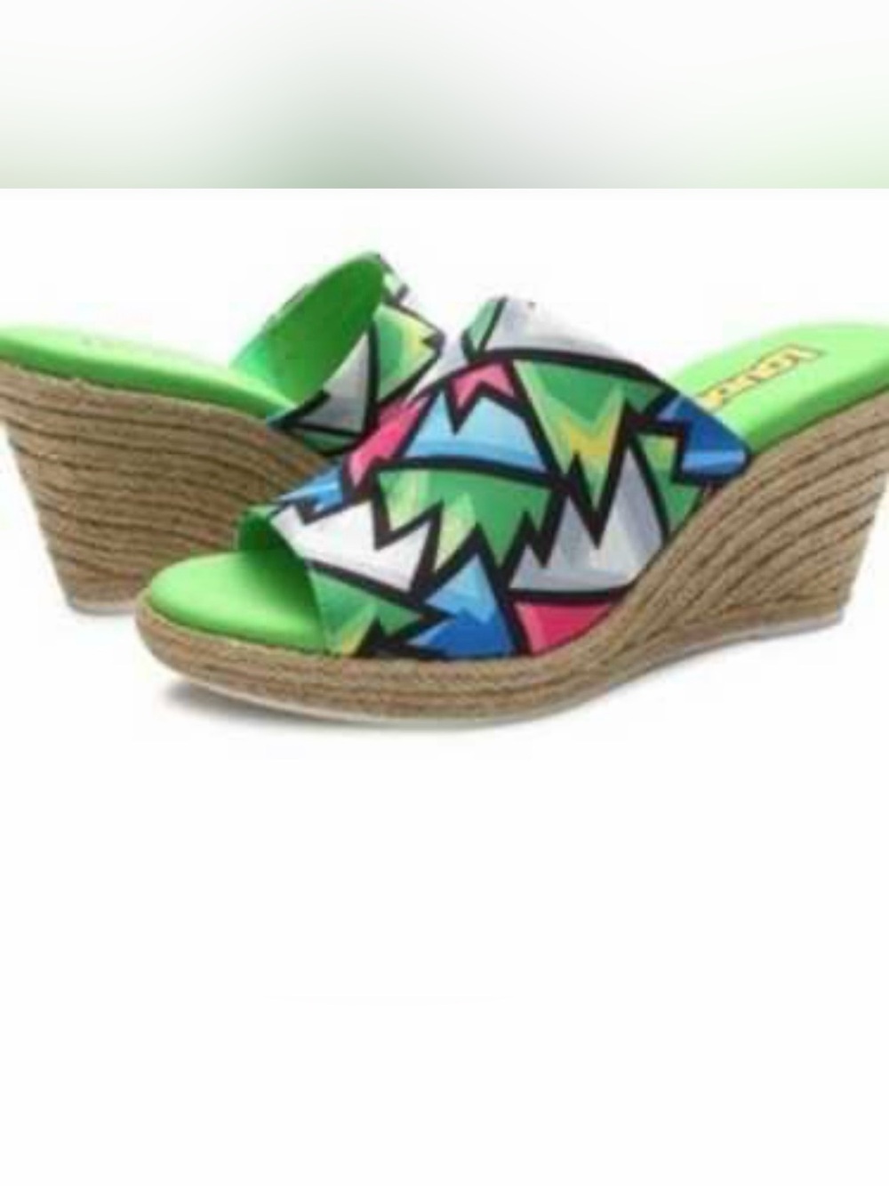 Loudmouth Marlene Women’s Green Multi-Color Espadrille Wedge Slide 8M